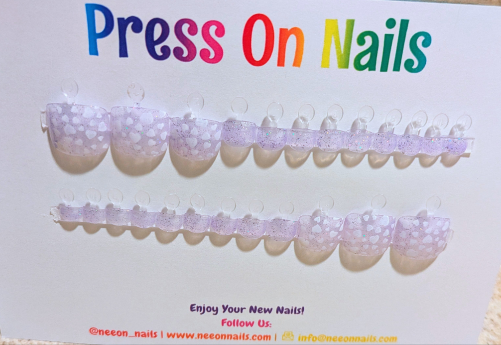 Glitter Hearts Color Change Gel Toe Nails