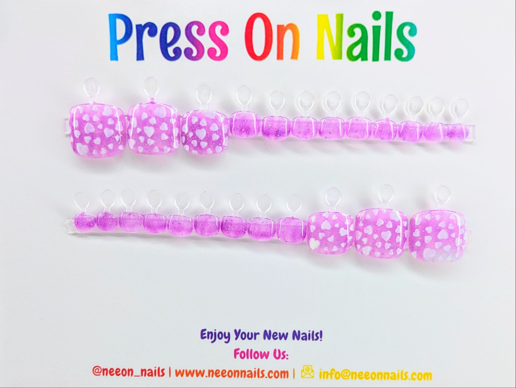 Glitter Hearts Color Change Gel Toe Nails