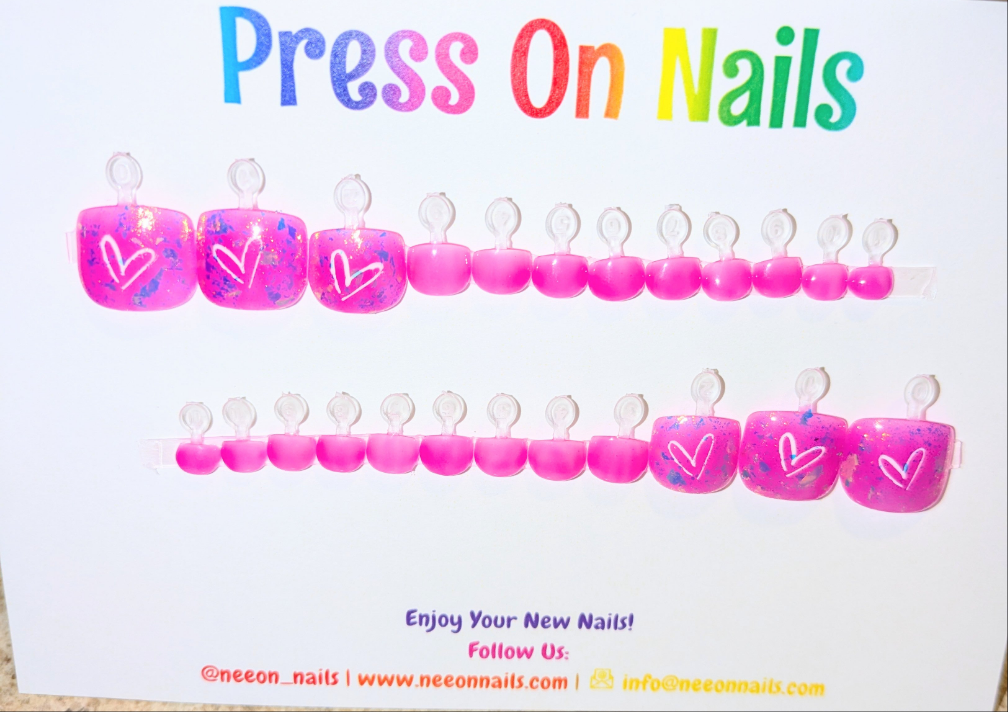 Violet Heart Glow Gel Toe Nails