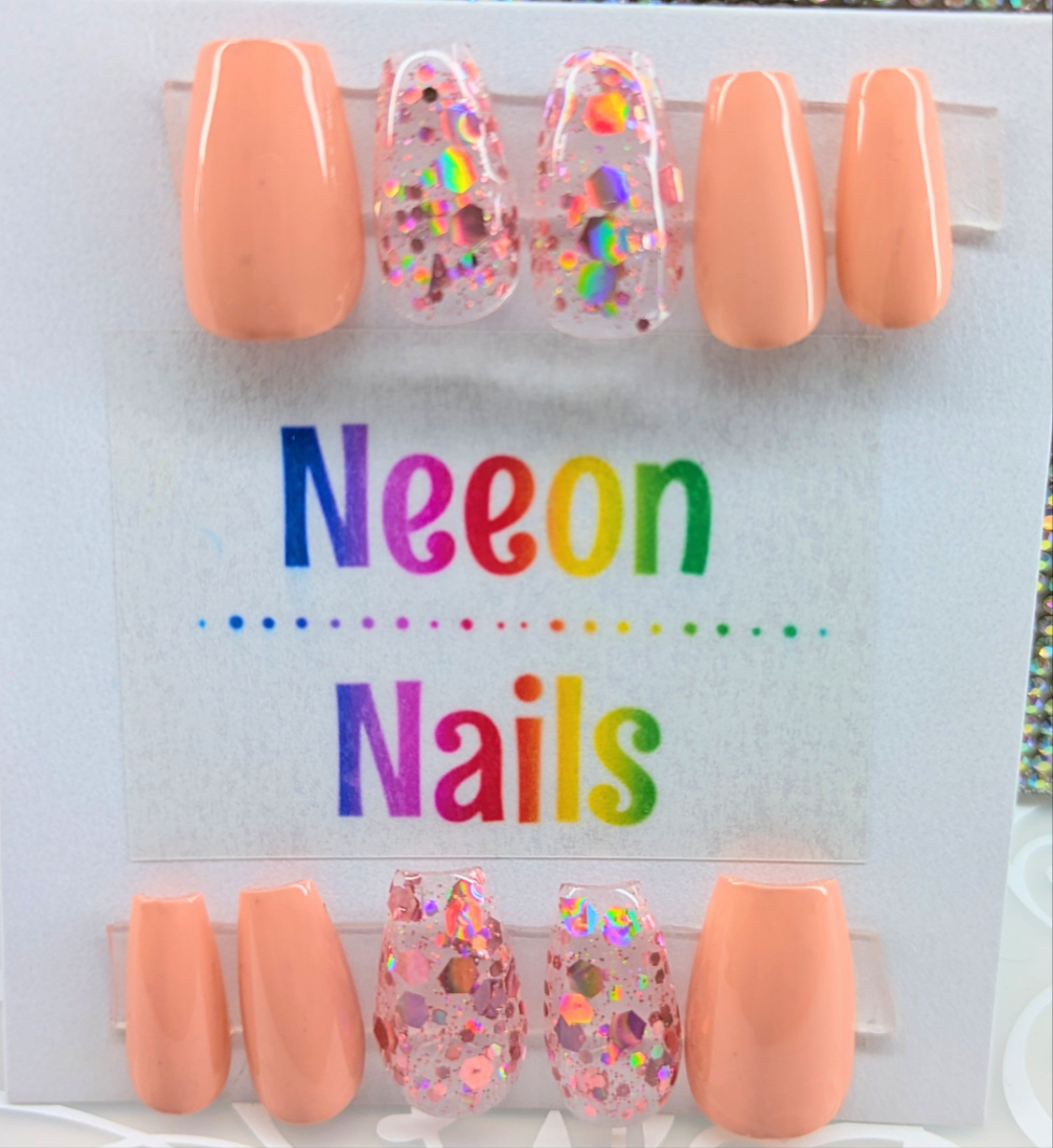 Rose Gold Glitter Gel Nails