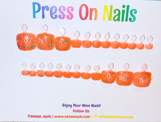 Sorbet Heart Glow Gel Toe Nails