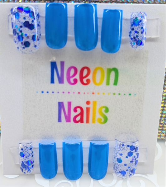 Deep Sapphire Glitter Gel Nails
