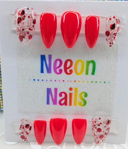 Ruby Red Glitter Gel Nails