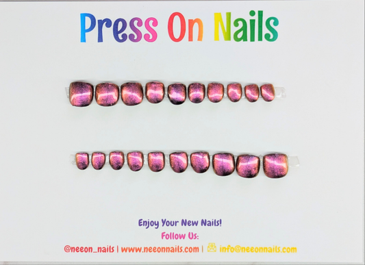 Carmine Red Chrome Mini Gel Nails