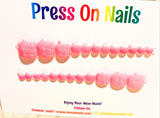 Rose Bouquet Glow Gel Toe Nails