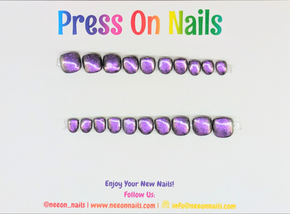 Peacock Blue Chrome Mini Gel Nails