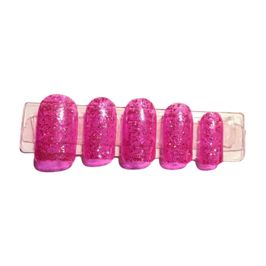 Pink Glitter Bomb Gel Nails