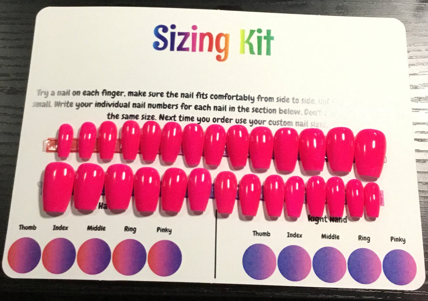 Neeon Pink Gel Nail Sizing Kit