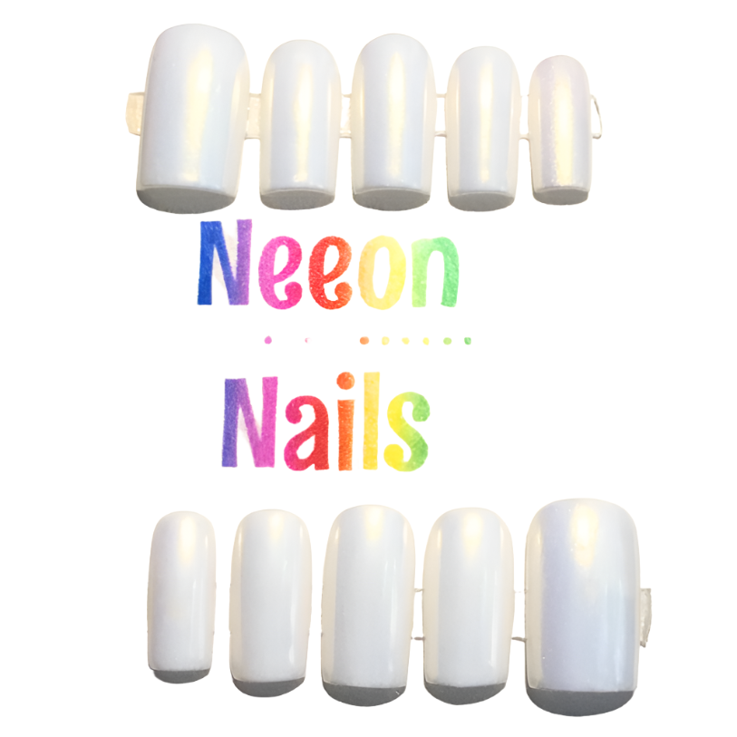 Neeon Iridescent White Gel Nails